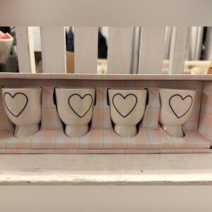 Rae Dunn Heart Pattern Egg Cups Set